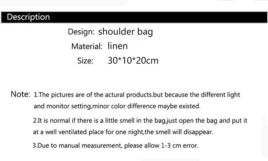 Women Linen Casual Handbag High Quality Travel Shoulder Bag