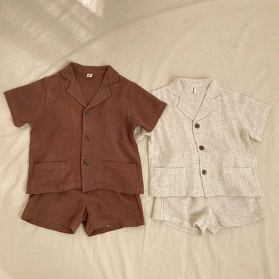 Baby Boy Girl Clothes Sets Shirt+Short Linen Summer