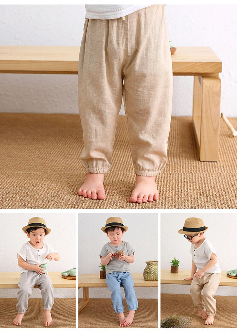 Children's Cotton And Linen Trousers