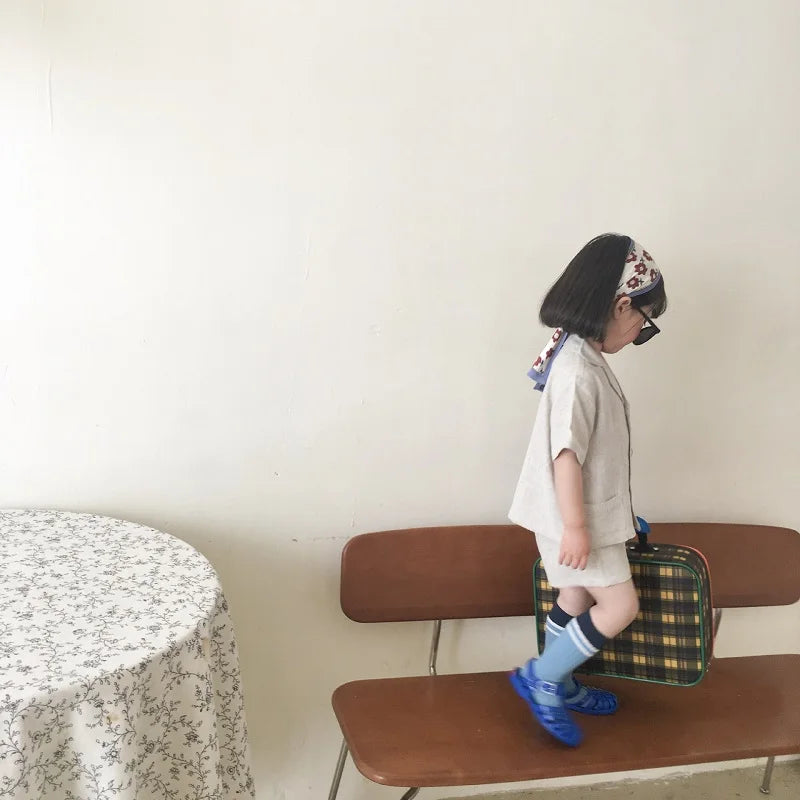 Baby Boy Girl Clothes Sets Shirt+Short Linen Summer