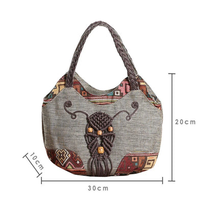 Women Linen Casual Handbag High Quality Travel Shoulder Bag