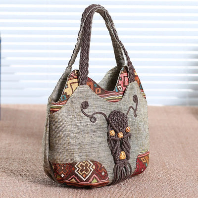 Women Linen Casual Handbag High Quality Travel Shoulder Bag
