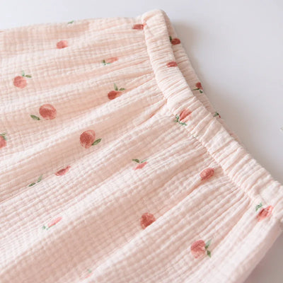 2025 Summer Ladies Short-sleeved Shorts Pajamas Set 100% Cotton Crepe Cloth Thin Home Service Two-piece Spring And Autumn Loose