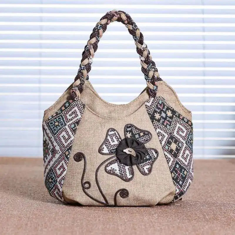 Women Linen Casual Handbag High Quality Travel Shoulder Bag