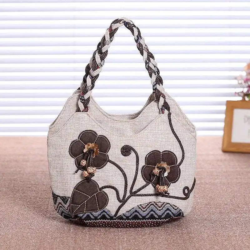 Women Linen Casual Handbag High Quality Travel Shoulder Bag