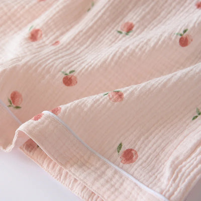 2025 Summer Ladies Short-sleeved Shorts Pajamas Set 100% Cotton Crepe Cloth Thin Home Service Two-piece Spring And Autumn Loose