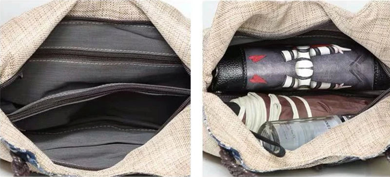 Women Linen Casual Handbag High Quality Travel Shoulder Bag