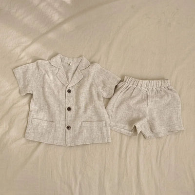 Baby Boy Girl Clothes Sets Shirt+Short Linen Summer