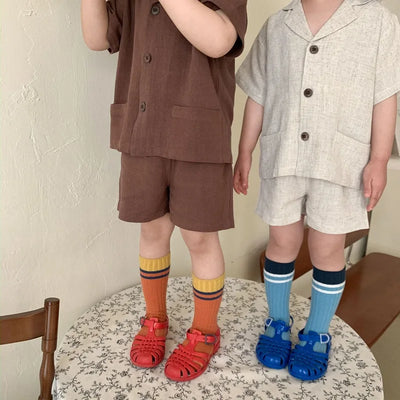 Baby Boy Girl Clothes Sets Shirt+Short Linen Summer