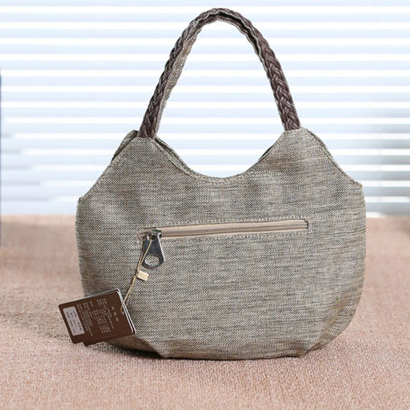 Women Linen Casual Handbag High Quality Travel Shoulder Bag