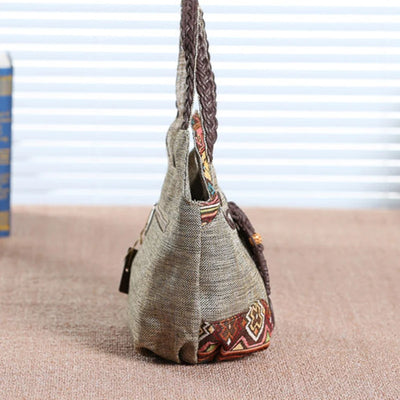 Women Linen Casual Handbag High Quality Travel Shoulder Bag