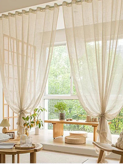 Pastoral Style Embroidered Geometric Semi Sheer Curtains