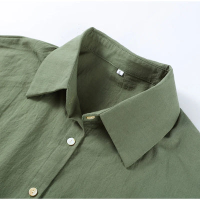 Cotton Linen Oversize Two Piece Ladies Set Casual Lapel Female Shirt Suits Wide Leg Pant Spring New In Matching Women Outfits