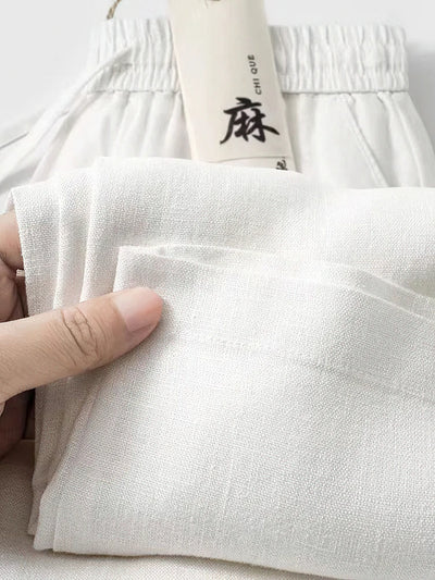 Straight Casual Cotton Linen Pants Men Wide Leg Lightweight Baggy Cotton Sweatpants Male Sport Jogger Straight Work Trousers