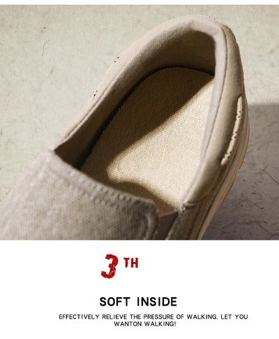 Men’s Summer Breathable Canvas Shoes Lightweight Slip-On Casual Flats