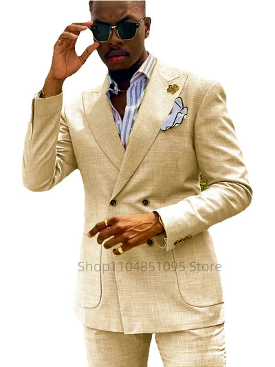 Casual Summer Linen Slim Fit Suits for Men