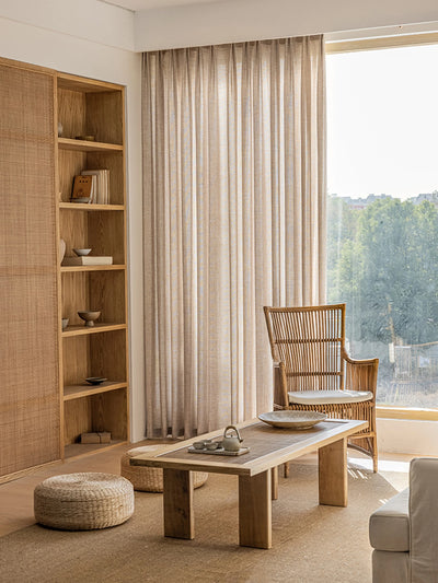 Linen-Effect Sheer Curtain Panel