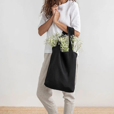 Linen 100% Pure Hemp Shoulder Bags Large Capacity Handbag Portable Shopping Bag Supermarket Environmental Cloth Pouch Women Bag