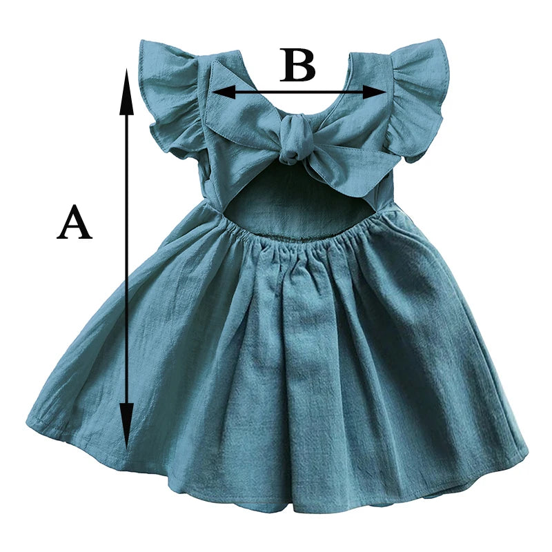 2025 Summer Kids Girls Dress Cotton Linen