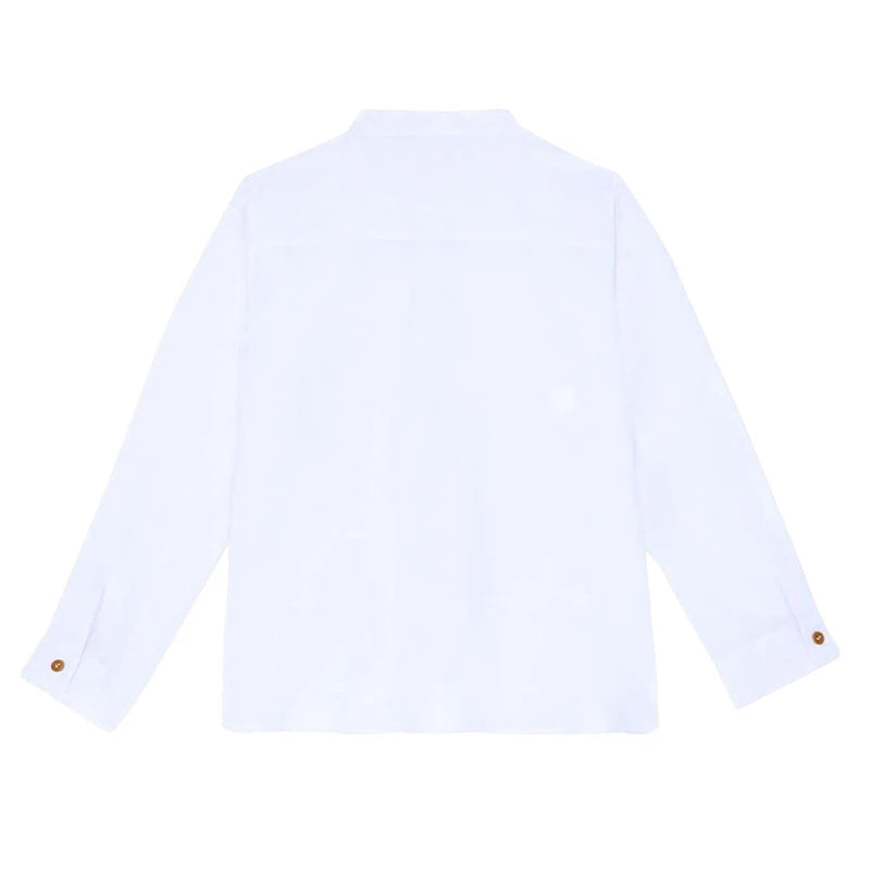 Boys White Linen Shirt Autumn male