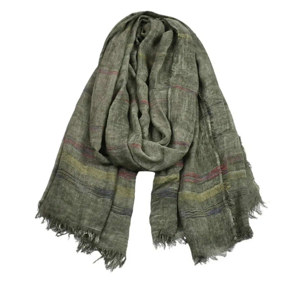 Fashion Men Scarf Cotton Linen Striped Men's Scarves