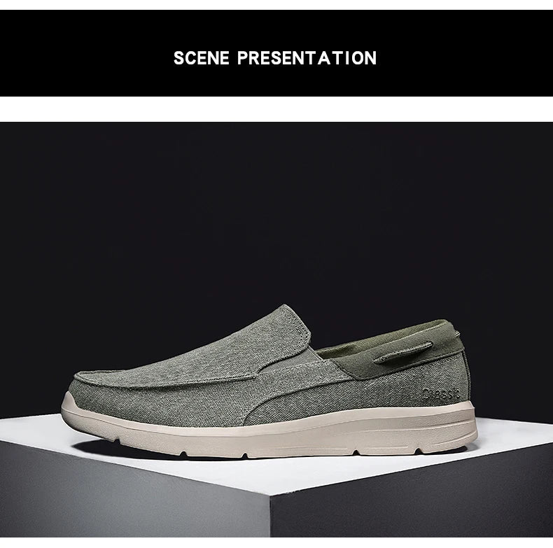 Men’s Summer Breathable Canvas Shoes Lightweight Slip-On Casual Flats