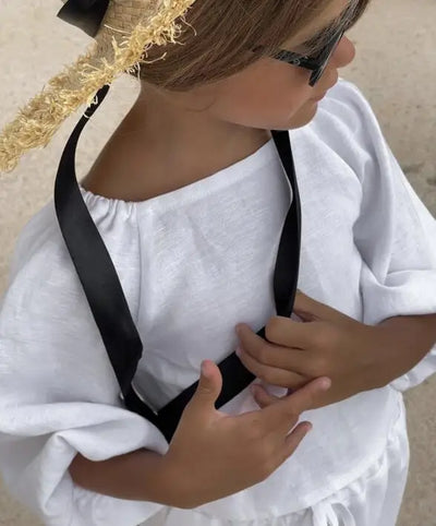 Fashion Baby Girl Linen Cotton Clothes Set Shirt