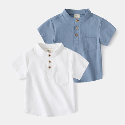 Short Sleeve Polo Shirt for Children Casual Mandarin