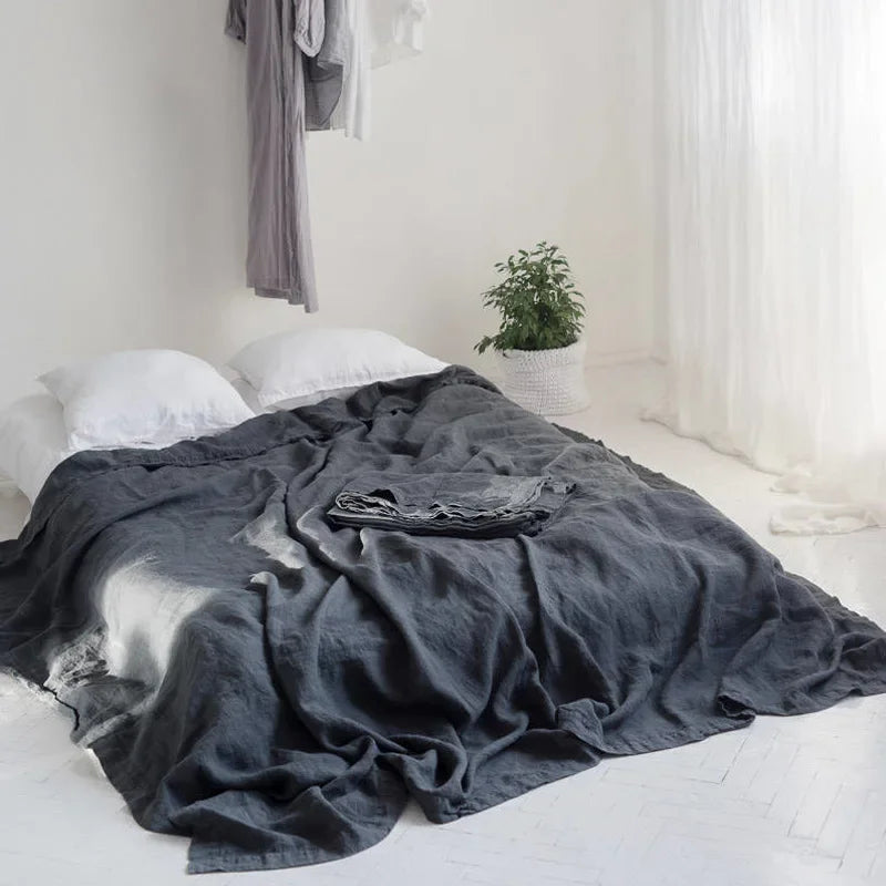 Pure Linen Bed Sheets Stone Washed French Linen
