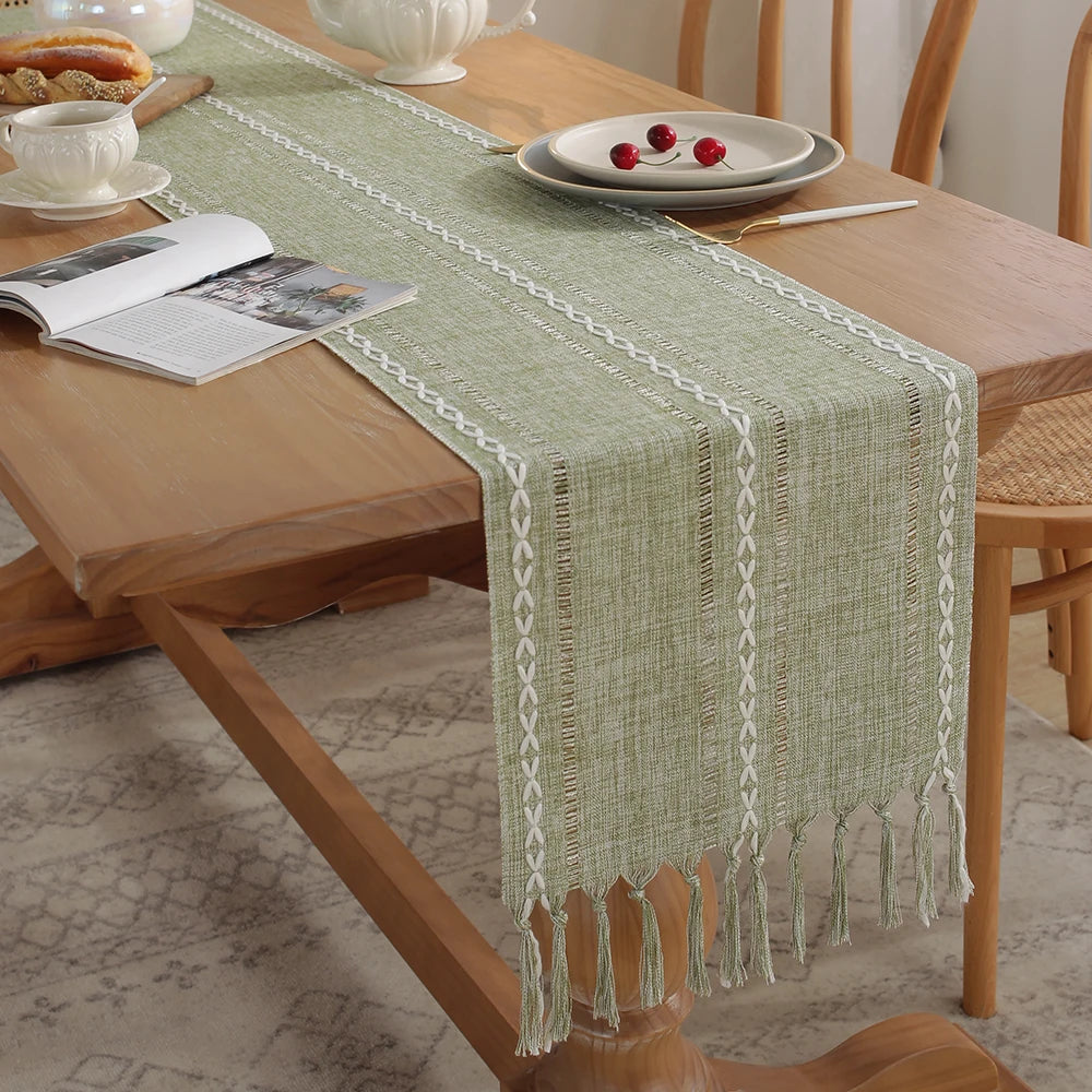 Rustic Embroidered Woven Polyester Fabric