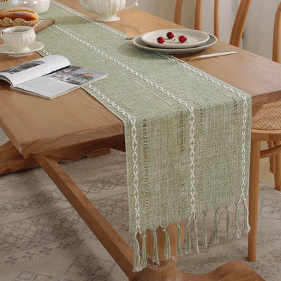 Rustic Embroidered Woven Polyester Fabric