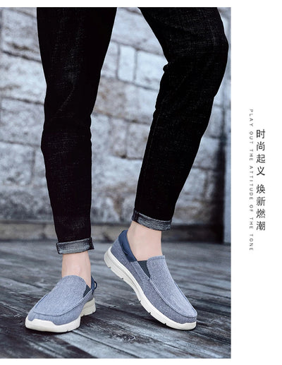 Men’s Summer Breathable Canvas Shoes Lightweight Slip-On Casual Flats