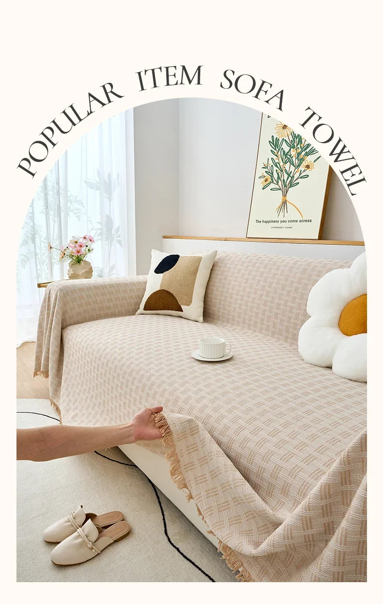 1PC Cotton Linen Sofa Throw Blanket