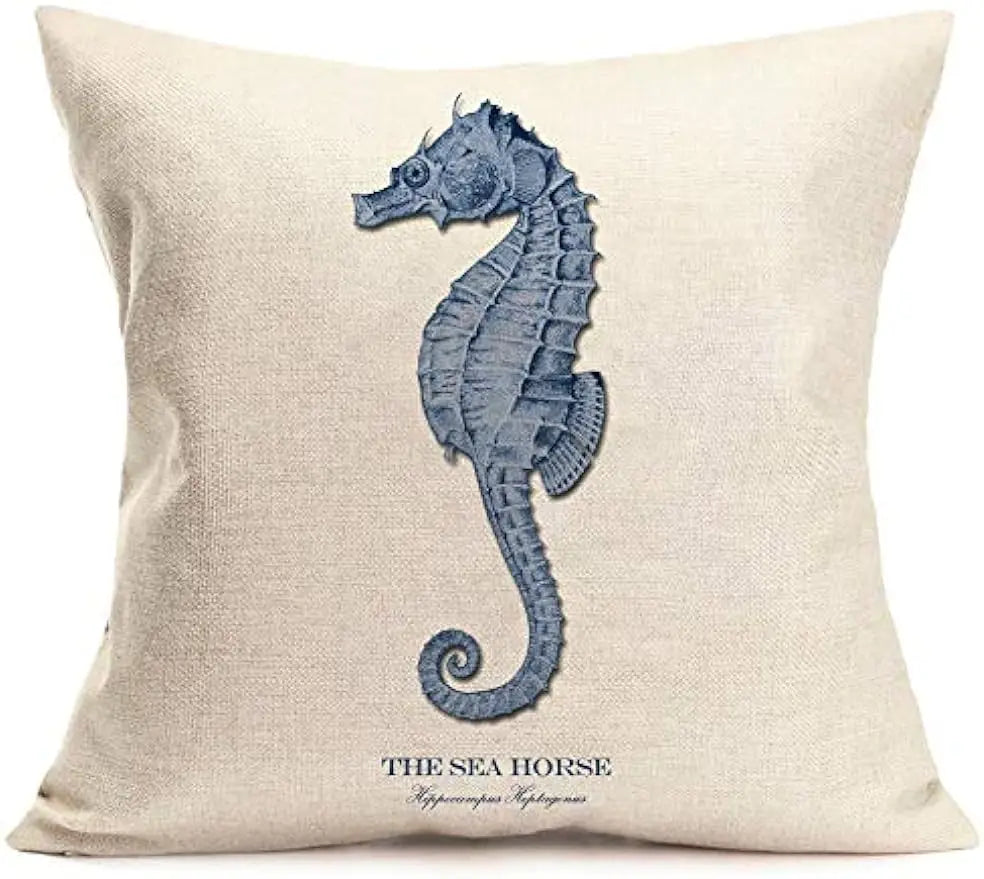 Ocean sailing theme set linen marine life blue pillow case