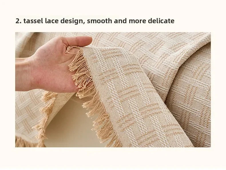 1PC Cotton Linen Sofa Throw Blanket