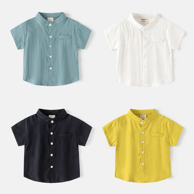 Short Sleeve Polo Shirt for Children Casual Mandarin
