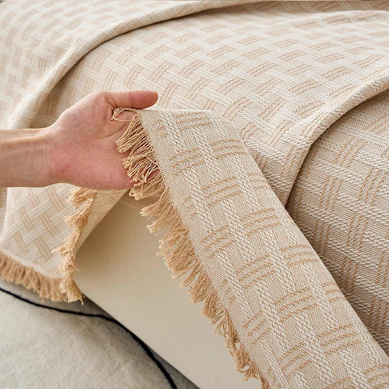 1PC Cotton Linen Sofa Throw Blanket