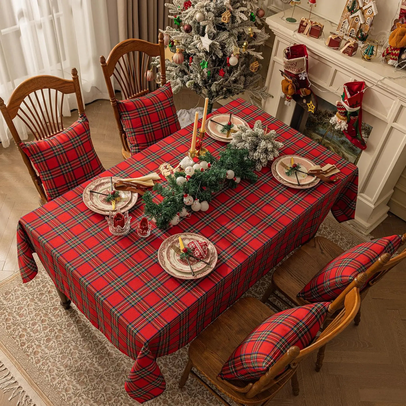 Christmas Checkered Tablecloth Rectangular