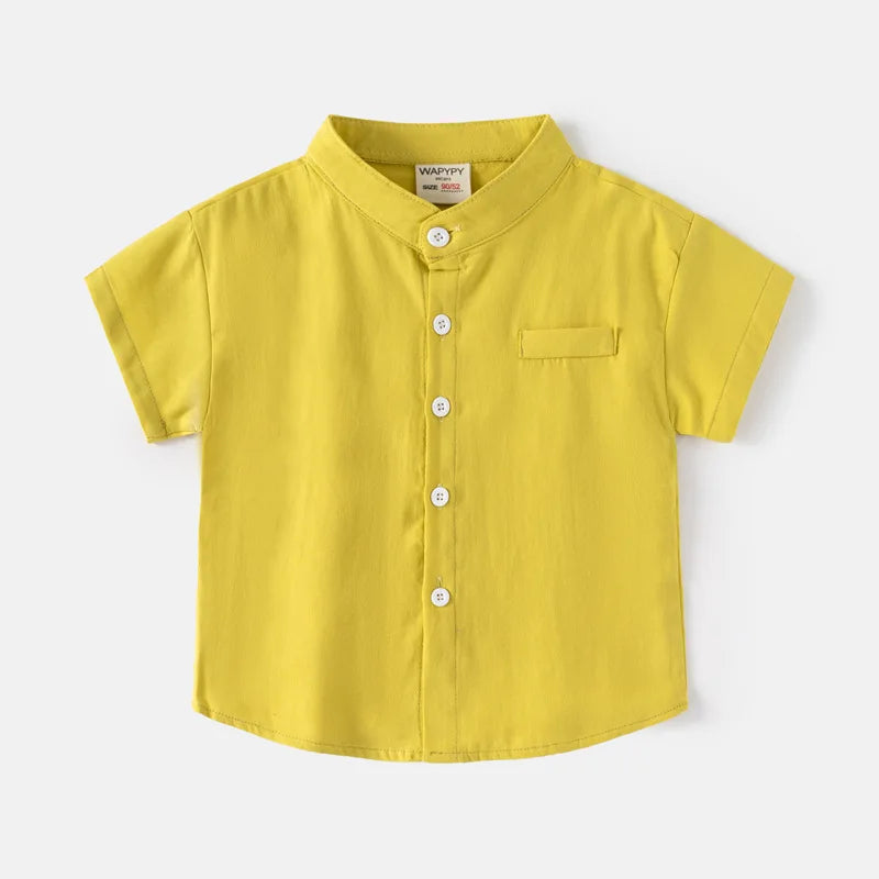 Short Sleeve Polo Shirt for Children Casual Mandarin