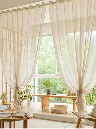 Pastoral Style Embroidered Geometric Semi Sheer Curtains