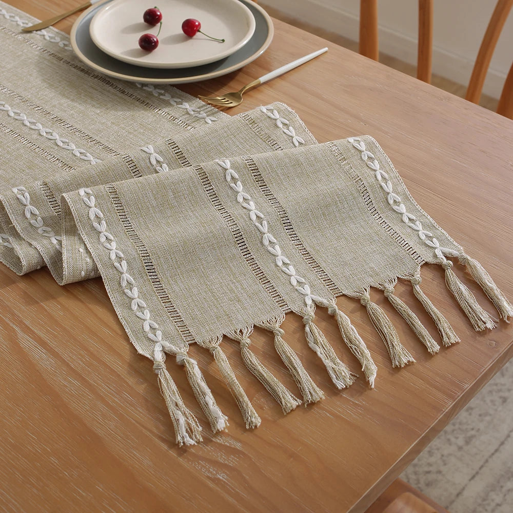 Rustic Embroidered Woven Polyester Fabric