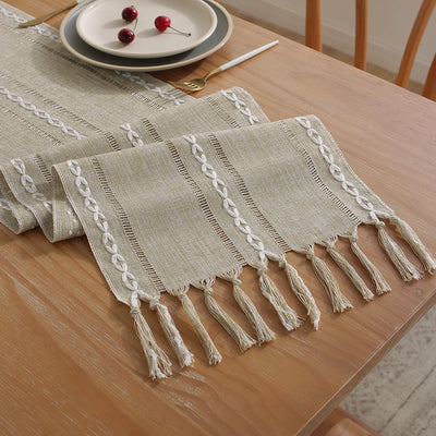 Rustic Embroidered Woven Polyester Fabric