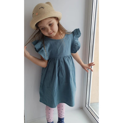 2025 Summer Kids Girls Dress Cotton Linen
