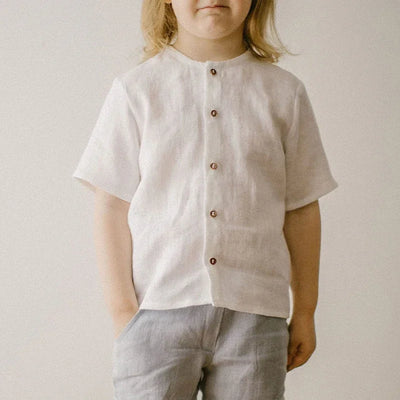 Boys Cotton And Linen Short-Sleeved
