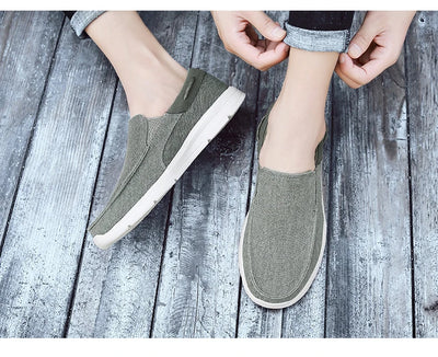 Men’s Summer Breathable Canvas Shoes Lightweight Slip-On Casual Flats