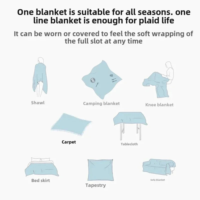 1PC Cotton Linen Sofa Throw Blanket