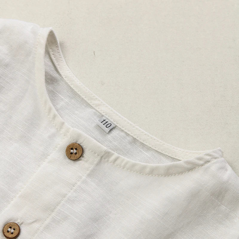 Boys Cotton And Linen Short-Sleeved