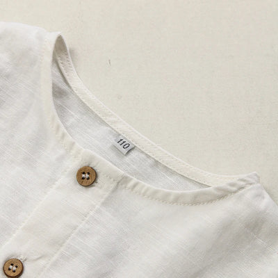 Boys Cotton And Linen Short-Sleeved