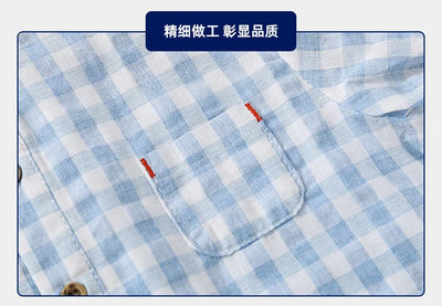 Summer Cotton Linen Boys Shirt Children Clothes Kids Tops