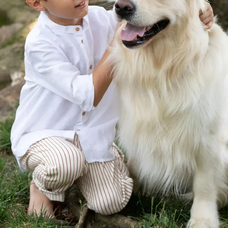 Boys White Linen Shirt Autumn male